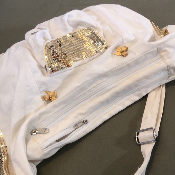 CANDIE’S hobo shoulder gold tone sequined BAG - Picture 5 of 16